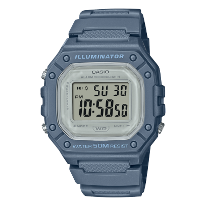 Casio Illuminator Digital Led Light, Alarm, 50M White Dial, Blue Resin Band Watch