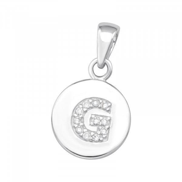 Initial ‘G’ Disc Pendant - Silver or Gold