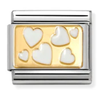 Love - Scattered White Hearts Plate Gold Charm