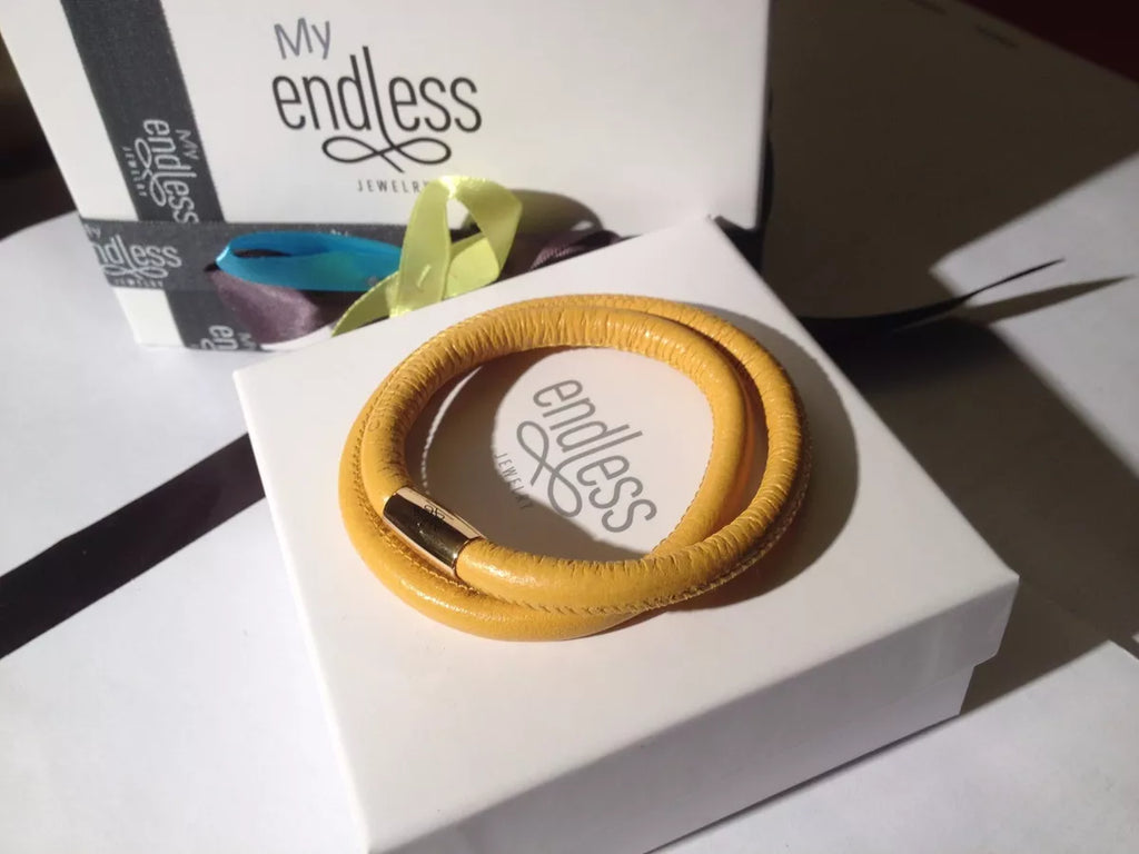 Endless Mustard Yellow Leather Double Wrapped Bracelet