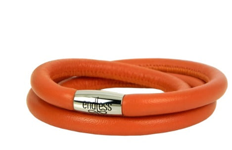 Endless Orange Leather Triple Wrap Bracelet