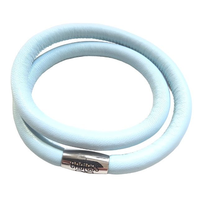 Endless Light Blue Leather Bracelet