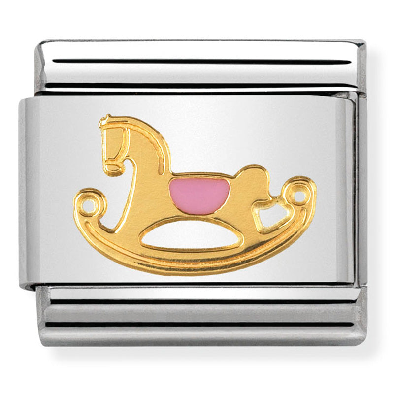 Baby - Pink Rocking Horse Gold Charm