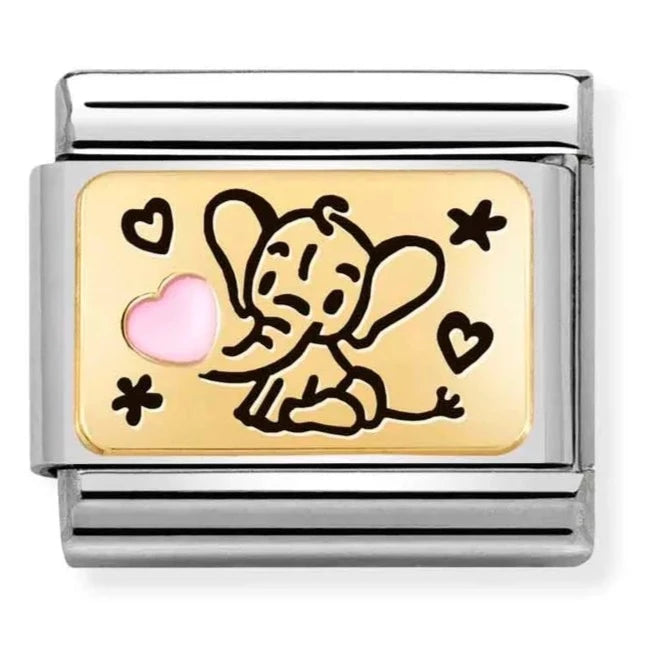 Baby - Pink Elephant Gold Charm