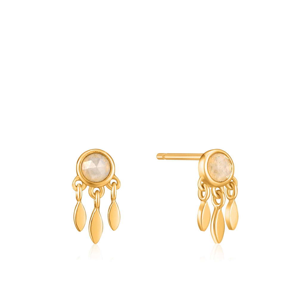 Midnight Fever - Fringe Stud Gold Earrings