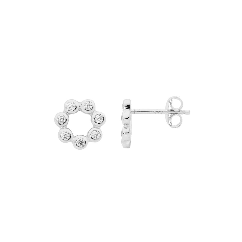 Circle CZ Stud Earrings - 3 Colours