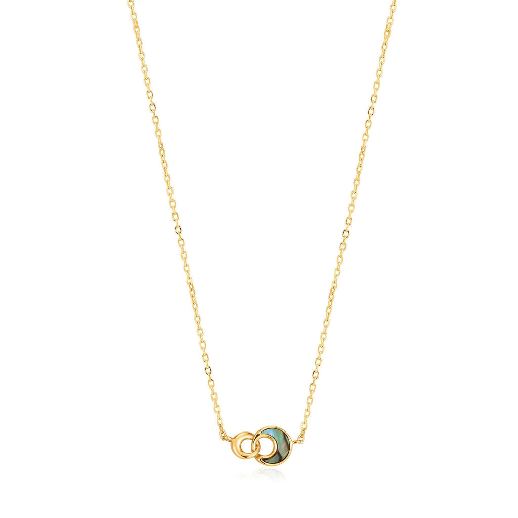 Turning Tides - Tidal Abalone/Turquoise Crescent Link Necklace - 2 colours