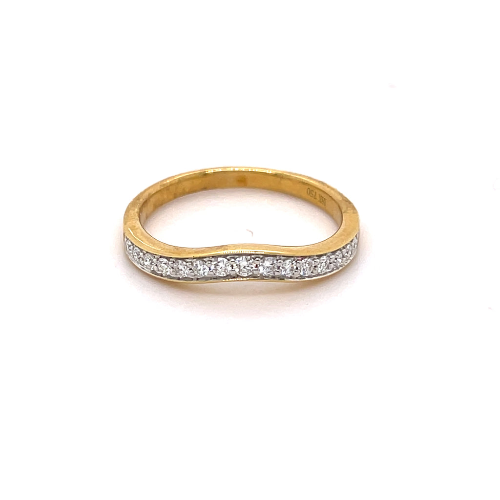 Yellow Gold Curved Diamond Ring