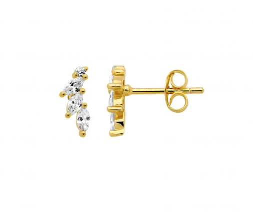 Mix CZ Marquise & Round YGP Earrings