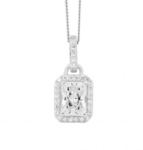 Emerald cut online cz necklace