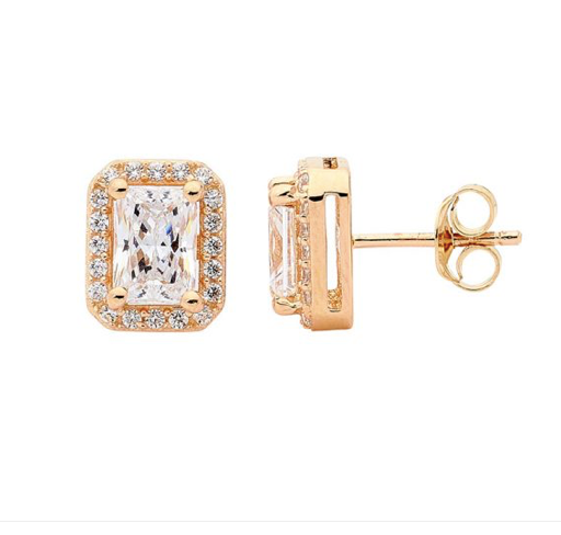 Emerald Cut Stud Earrings - 3 colours