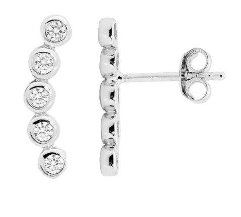 Round CZ Bar Earrings