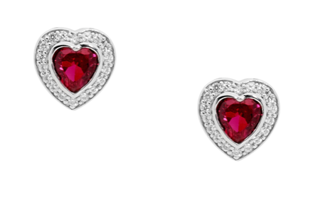 Red CZ Heart Stud