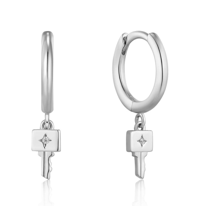 Under Lock & Key - Key Drop Hoop Earrings