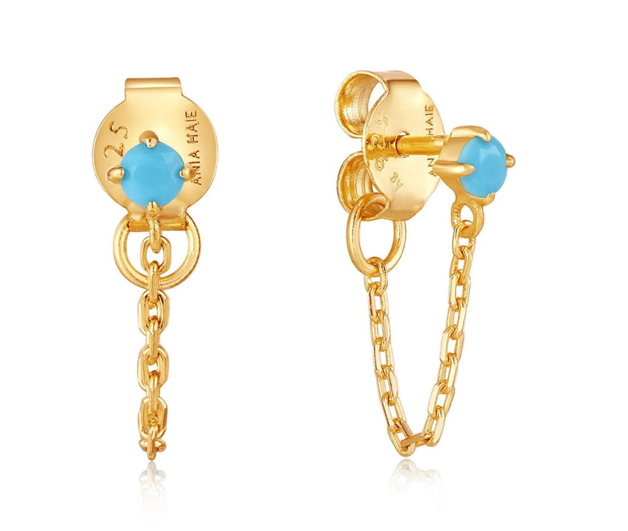 Into The Blue - Turquoise Chain Stud Earrings