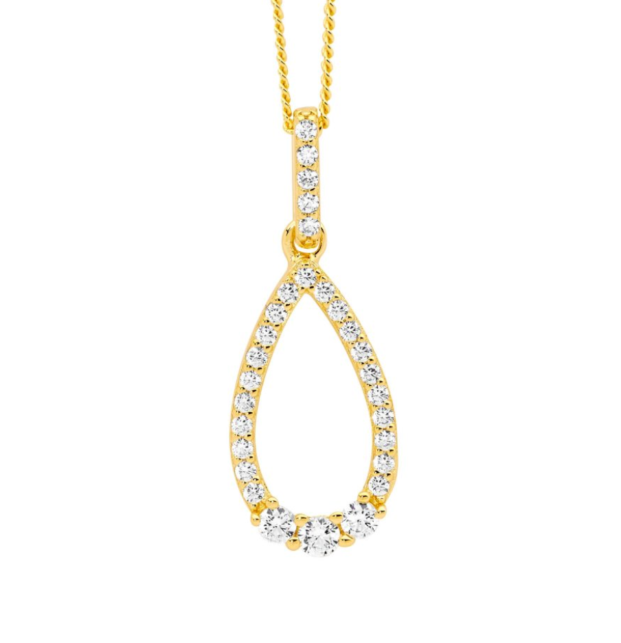 CZ Open Tear Drop Pendant - YGP