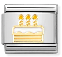 Food & Drinks - White Birthday Cake Gold Charm