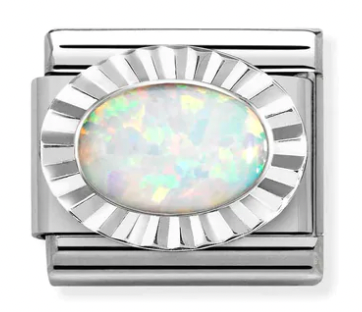 Gemstone - White Opal Silver Charm