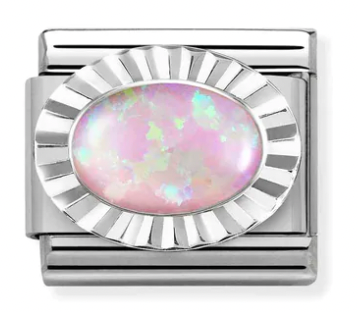 Gemstone - Pink Opal Silver Charm