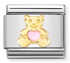 Baby - Teddy Bear Pink Gold Charm