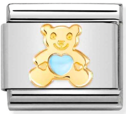 Baby - Teddy Bear Blue Gold Charm