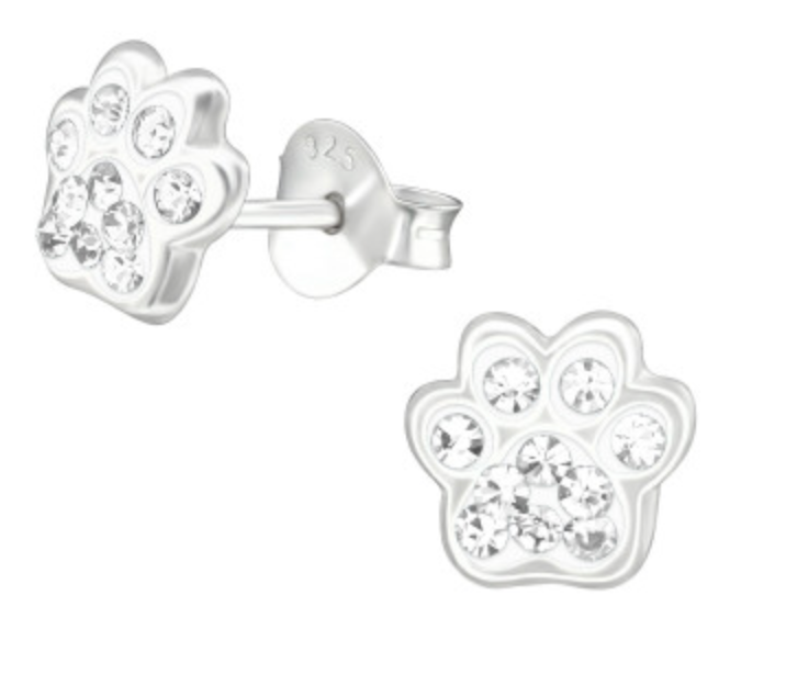 Crystal paw print deals earrings