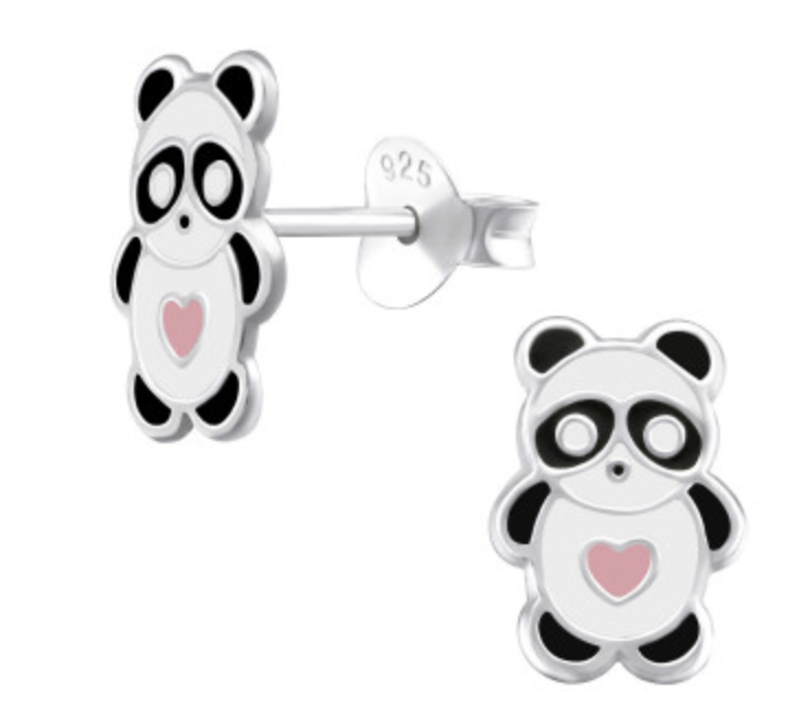 Kids Panda with Heart Stud Earrings