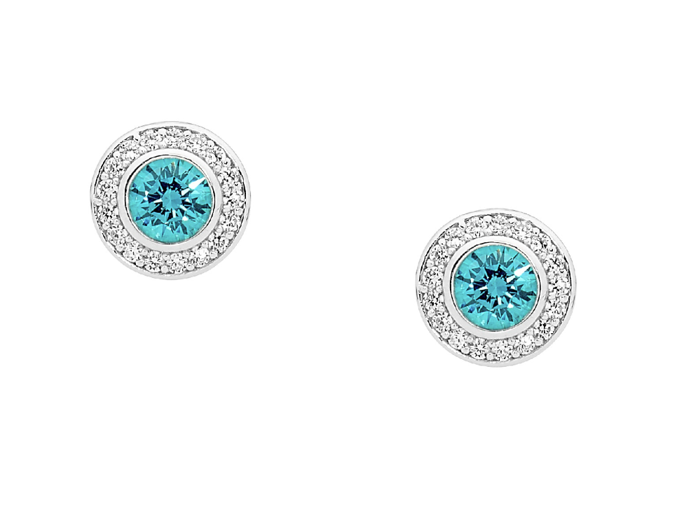 Round Mint CZ Earrings