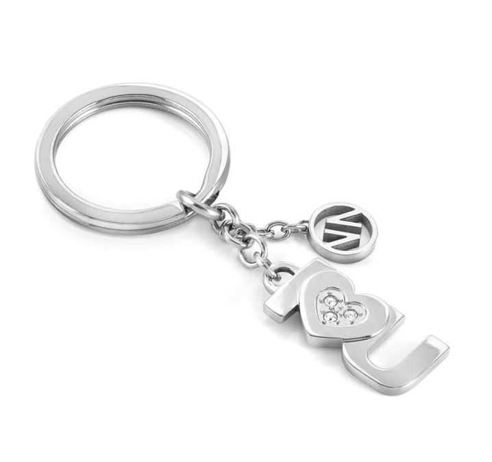 I Love You Stainless & Crystal Keyring