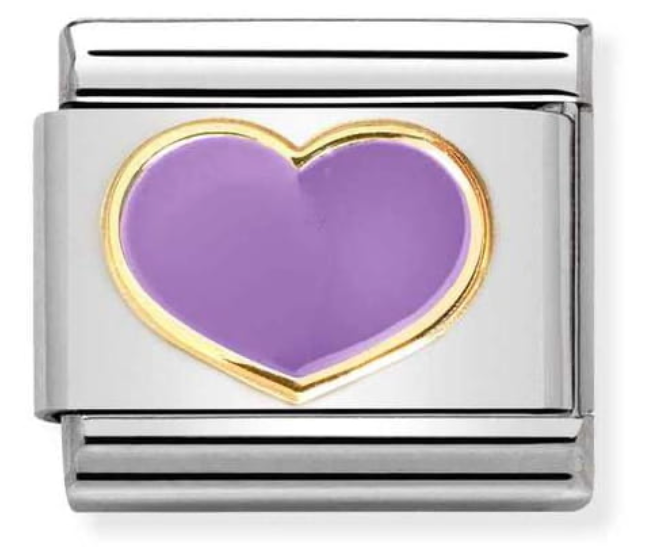 Love - Coloured Heart Lilac Gold Charm