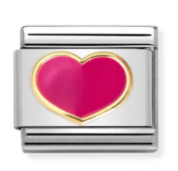 Love - Coloured Heart Fuchsia Gold charm