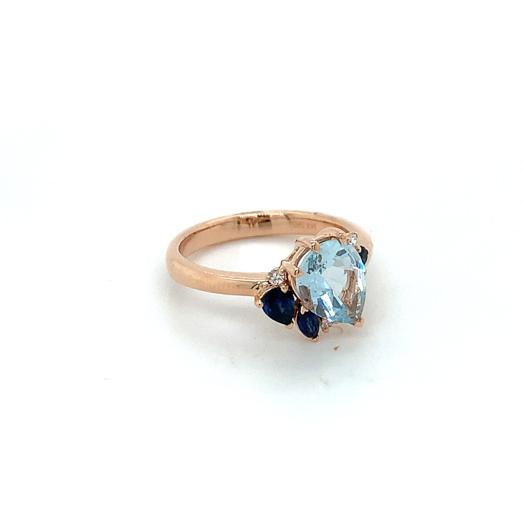 Aquamarine and sapphire engagement on sale ring