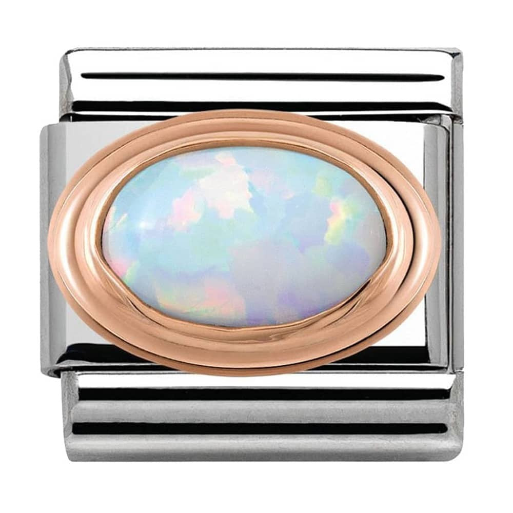 Gemstone - White Opal Rosegold Charm